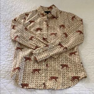 J Crew Silk Twill Button-up in Tiger Print